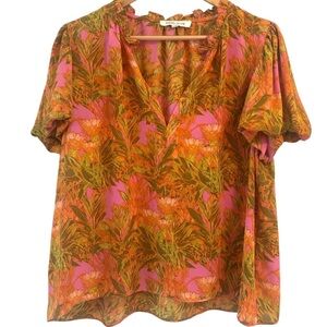 Rose & Olive Pink and Orange Floral Blouse